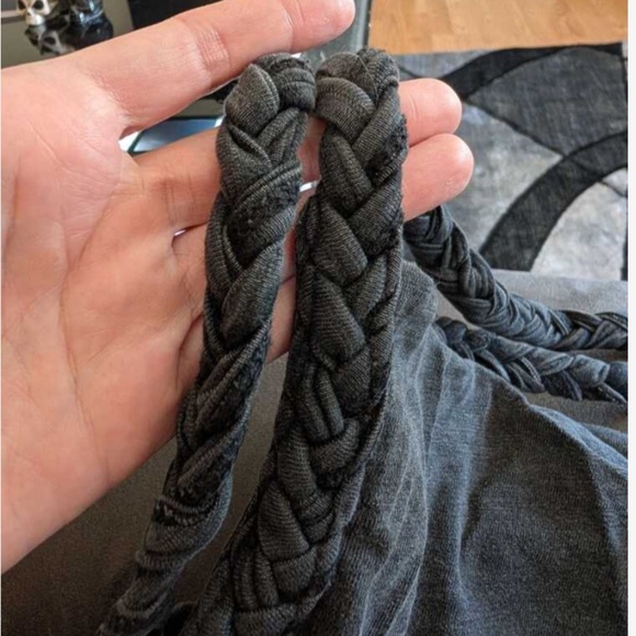 Cotton Backless Draped Tank Top in Grey Braided Criss Cross Straps - Picture 12 of 12